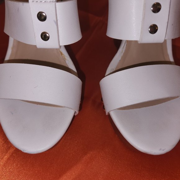 JustFab White Situna Platform Wedge Sandals - Picture 6 of 11